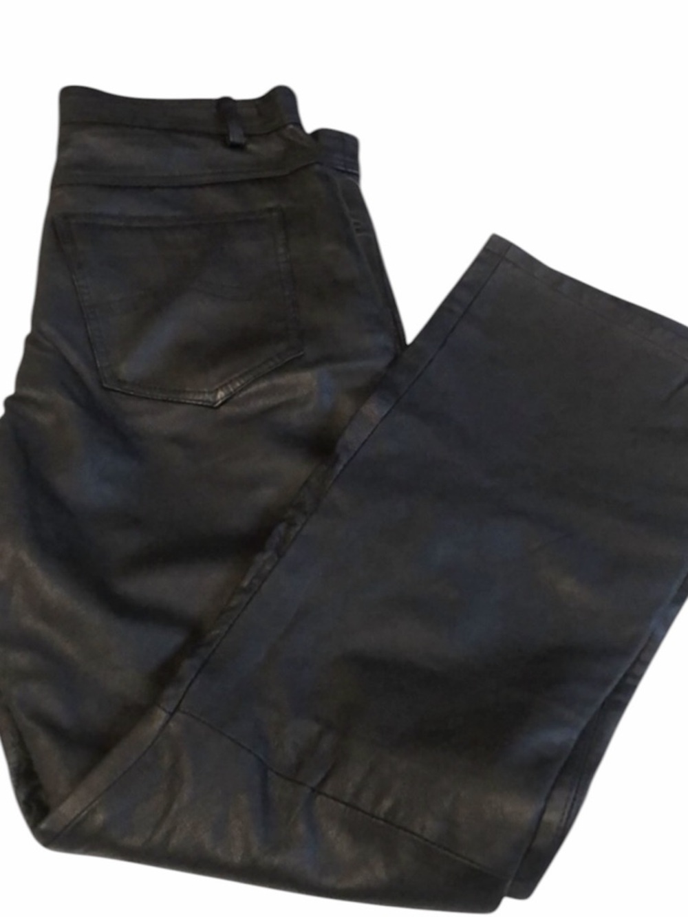 JOU JOU’S size 12 black lined leather pants straight boot leg 5 pocket NWT